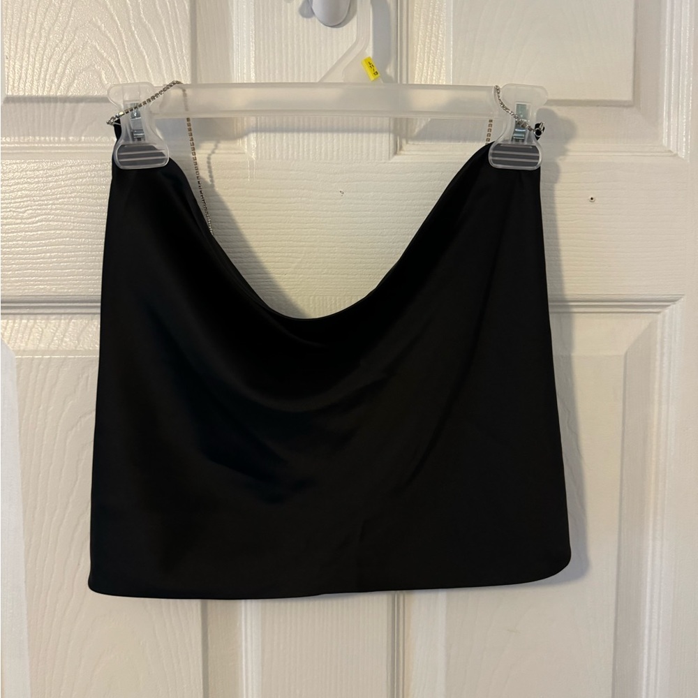 Black SHEIN backless diamond strap top